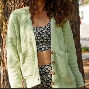 Toad&Co Bianca Oversized Organic Cotton Cardigan Green XS Sustainable